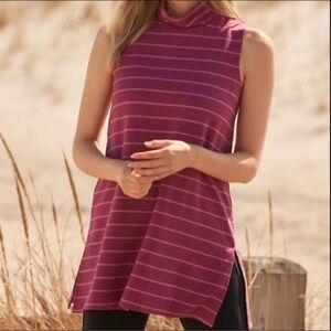 Garnet Hill Mock Neck tunic Sleeveless Split Hem Top small